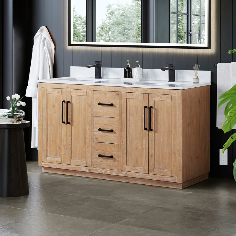 Meuble-lavabo double 60 po avec miroir Cicero