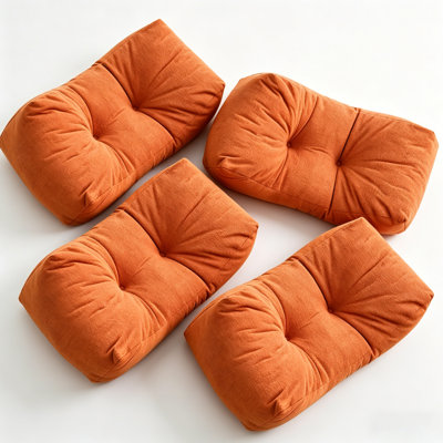 Ensemble de 4 coussins de soutien lombaire pour chaise de bureau - Coussin de dossier rembourré 100% coton naturel pour soulager les douleurs lombaires, Coussin souple à haute élasticité pour siège d'auto, lit, canapé et assise, housse en coton respirant, mezzanine réglable