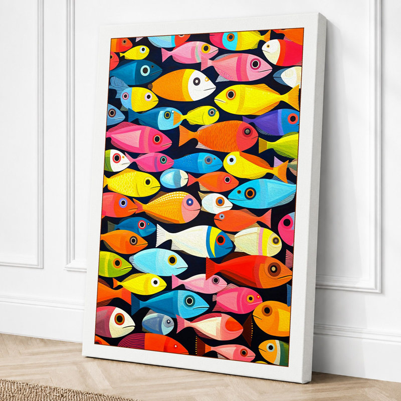Rainbow Fish Dance Modern - Print, 24x16 - 61.0 x 40.6 cm, White Border