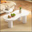 Ensemble de 2 tables basses gigognes faciles à assembler, de couleur crème avec une petite table d'appoint ronde, une table centrale irrégulière avec des pieds épais pour le salon, blanc, 39,3 po x 13,7 po, 15,7 po