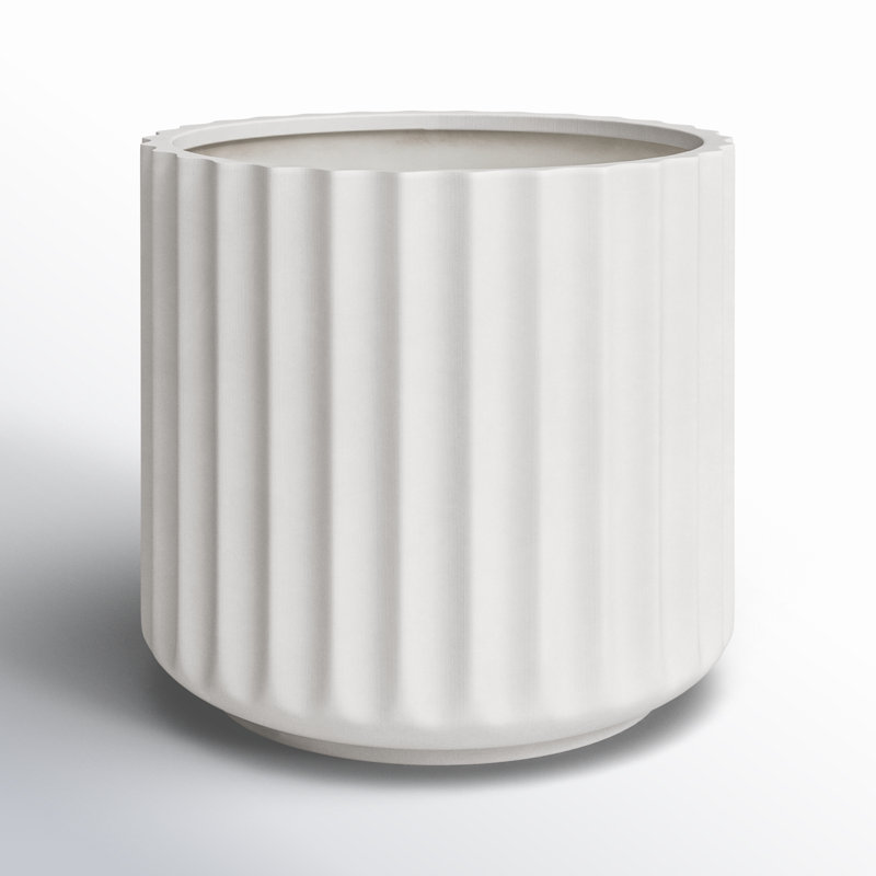 Allenville Fiberstone Plant Pot, White, 10" H x 11.5" W x 11.5" D