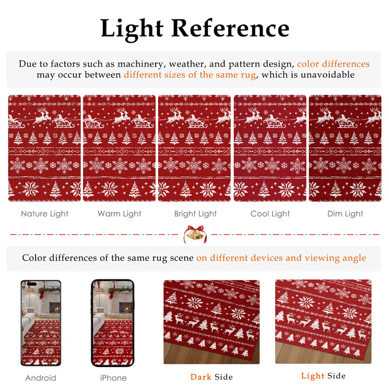 Chamora Machine Washable Indoor/Outdoor Christmas Area Rug, Rectangle 4' x 6'
