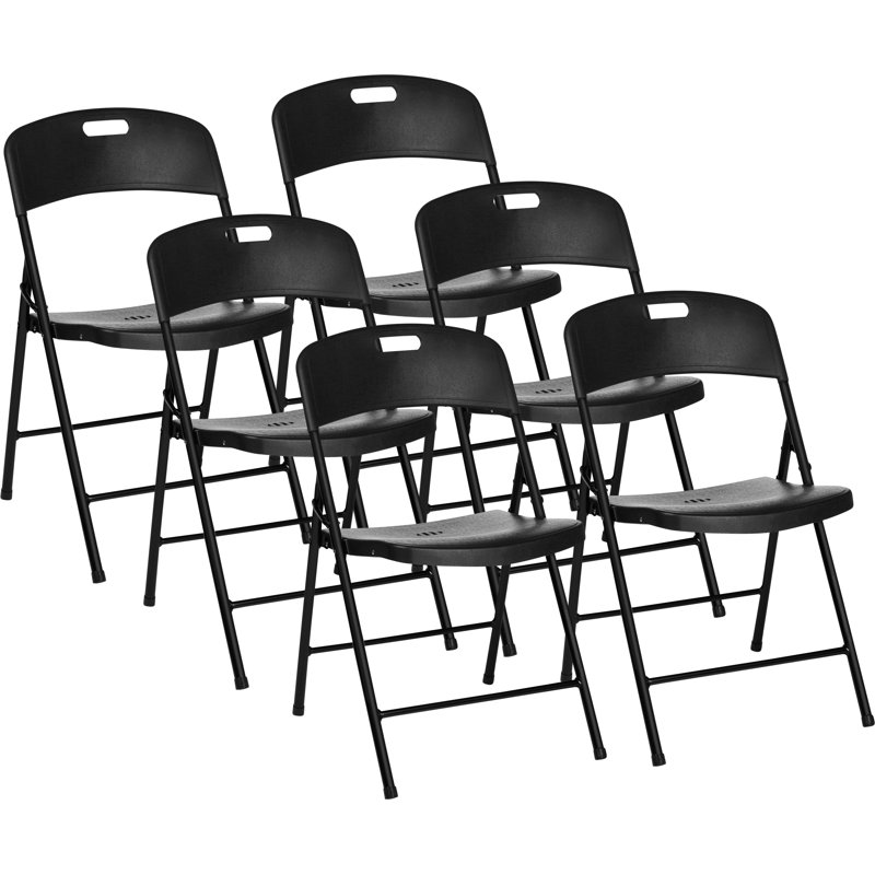 Plastic / Resin Stackable Folding Chair Folding Chair Set, Black