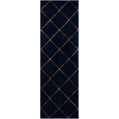 Tapis contemporain bleu marine et doré Etowah
