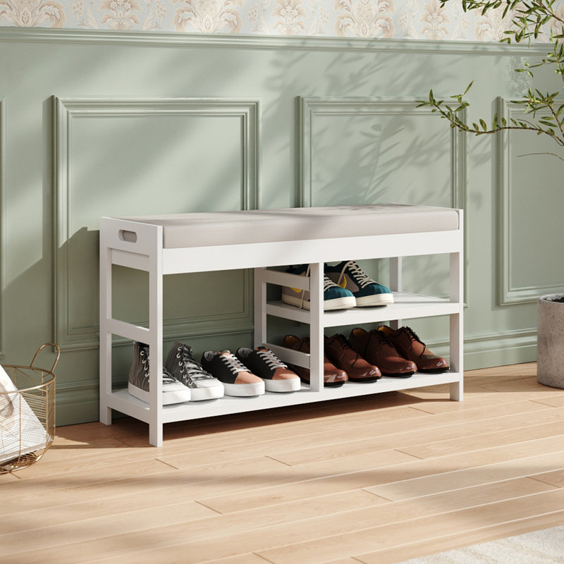 Jonestown Linen Upholstered Storage Bench, White