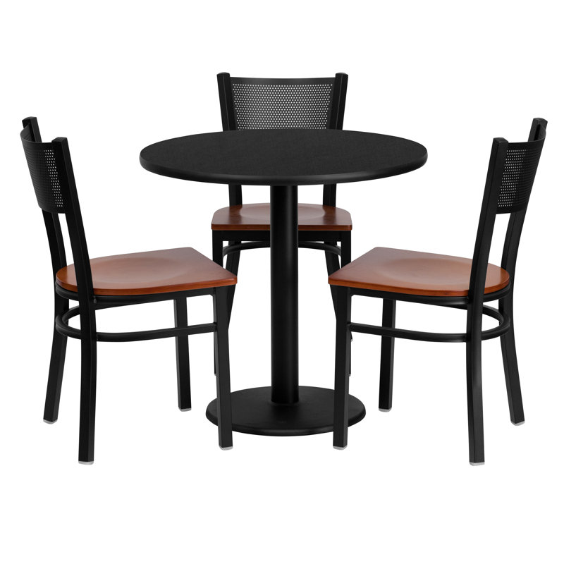 Ensemble de table ronde en stratifié 30 po avec 3 chaises en métal Deepraj
