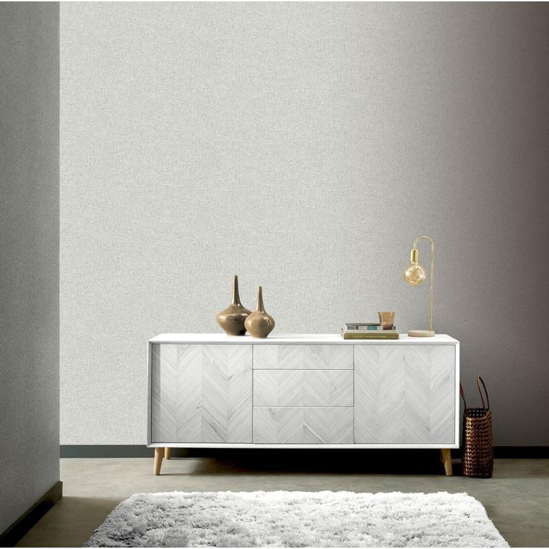 Bessye 10m x 53cm Matte Wallpaper Roll, Light Grey