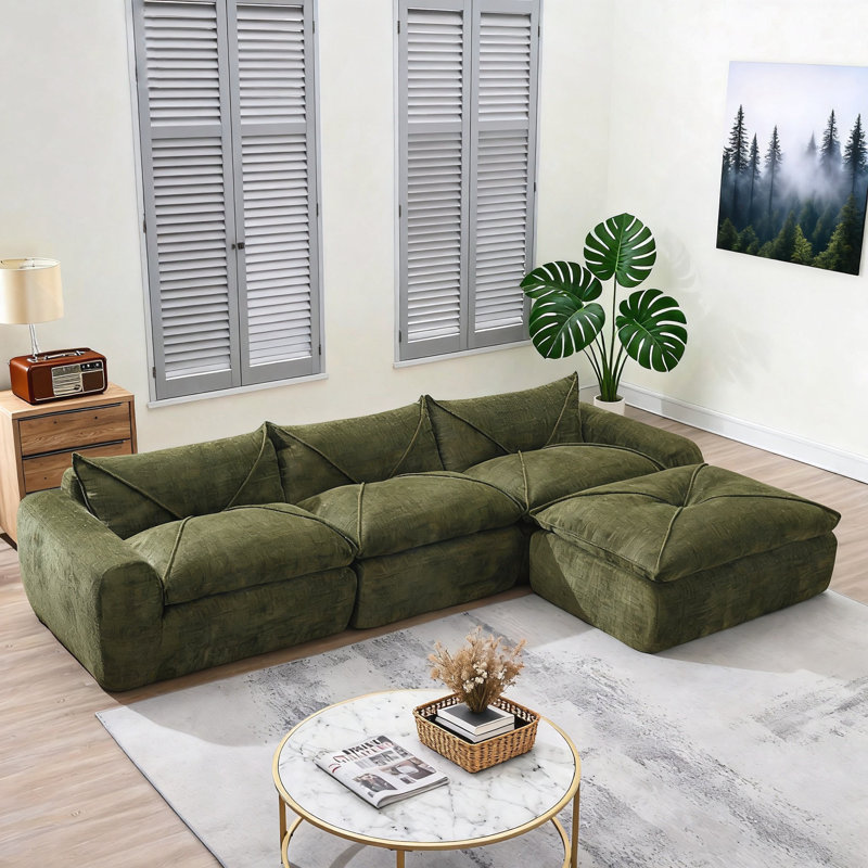 Compressed Sofa With High Density Foam, Green