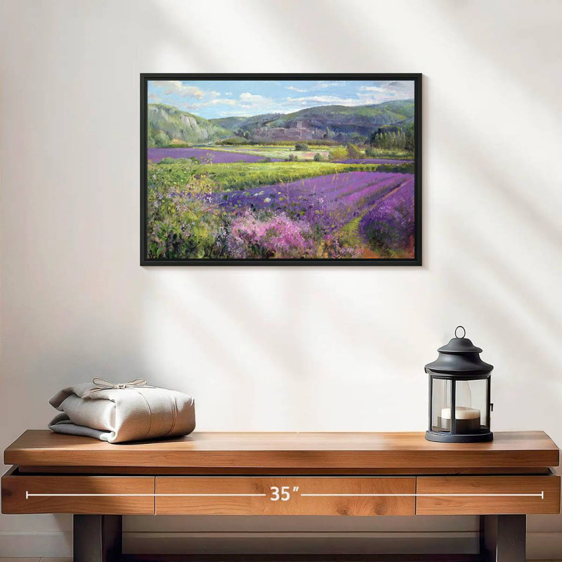Champs de lavande dans la vieille Provence, 19 po x 13 po, Cadre flottant noir