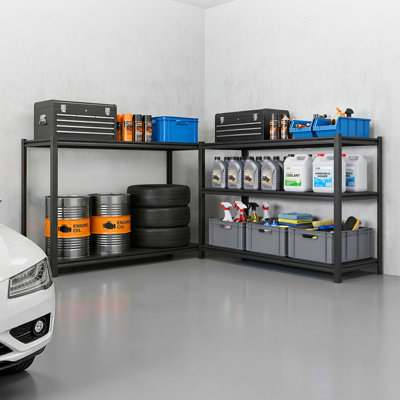 Tablettes de rangement réglables à 5 niveaux, capacité de 3000 lb, étagère de rangement robuste pour garage, étagère utilitaire en métal, pour garage atelier sous-sol, l 48,43 po x P 20,55 po x H 71,38 po