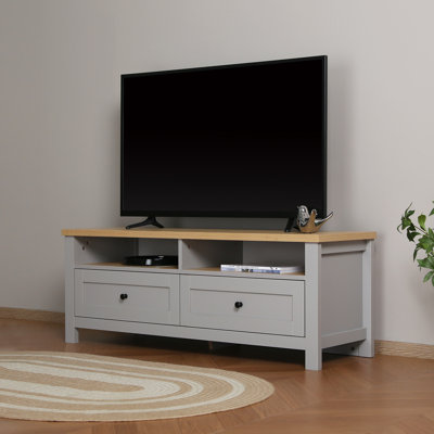 Palko - TV Unit With Wooden Top - Grey