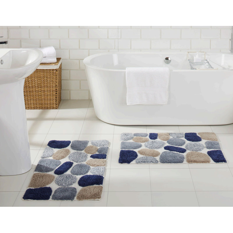 Ensemble de tapis de bain Creline, Bleu de Sienne, L 20 po x L 32 po, l 20 po x L 32 po
