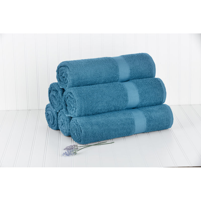  Serviette de bain 100% coton Dobby Border, Bleu Durango
