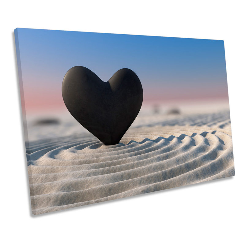 Heart Pebble Sand - Wrapped Canvas Print, 30.5cm H x 45.7cm W x 2cm D