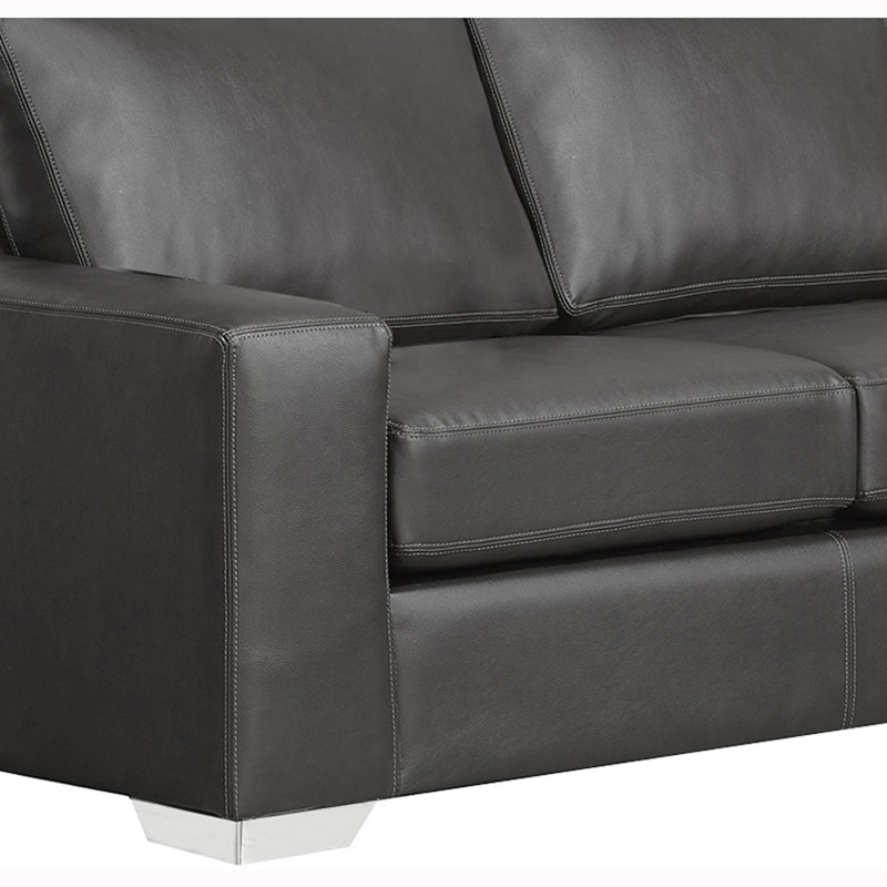 Crooke Upholstered U-Shaped Sectional Left Hand Facing, Gray Genuine Leather