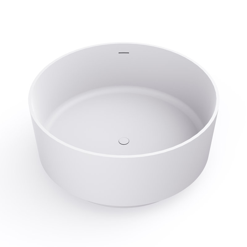 49 Inch Round Shape Freestanding Solid Surface Soaking Bathtub For Bathroom