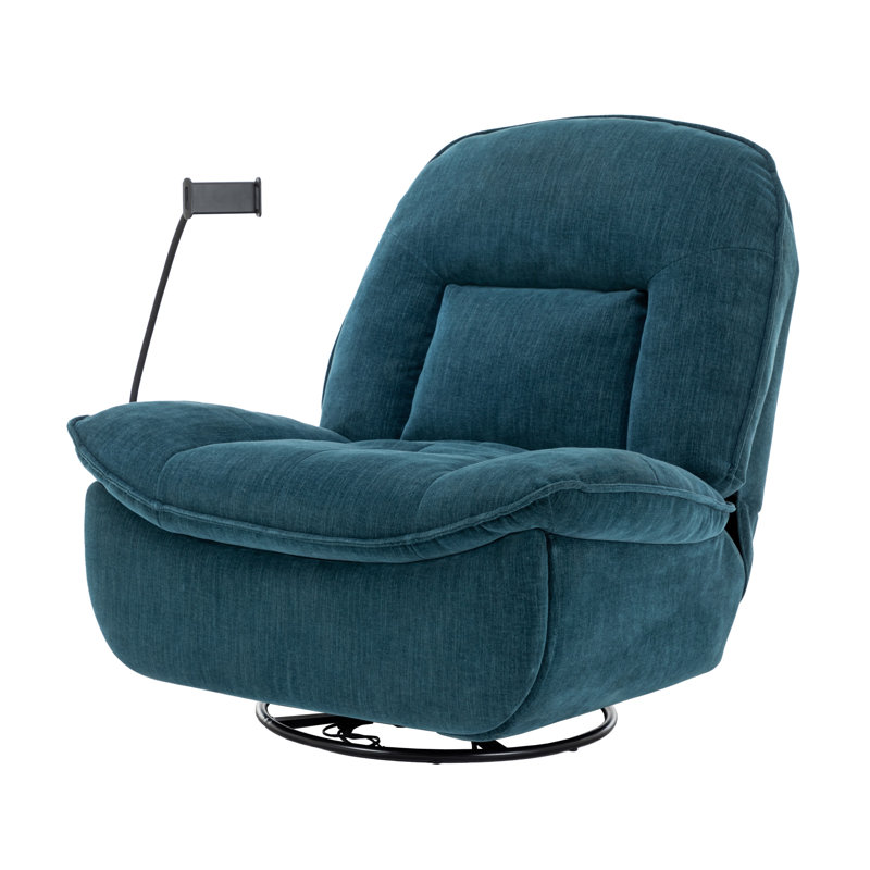 Betzabe Upholstered Swivel Recliner, Green Chenille