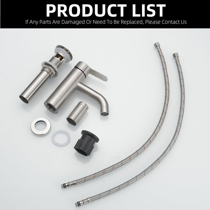 Single Hole Single-Handle Bathroom Faucet With Deck Plate, Brushed Nickel