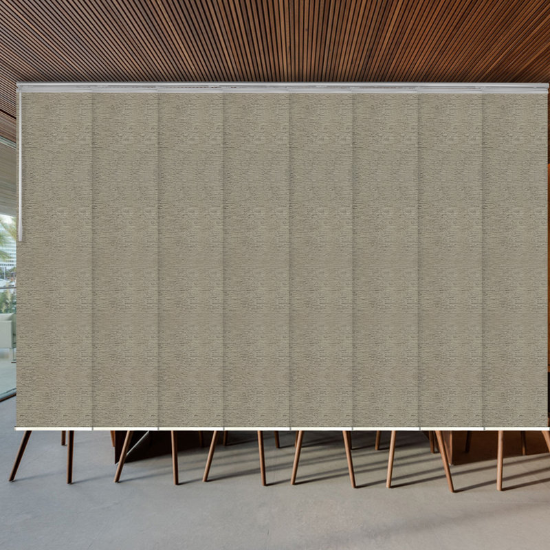 Virgil 8-Panel Double Rail White Panel Track Extendable 130"-175"W, Panel width 23.5", 175"W x 116"L