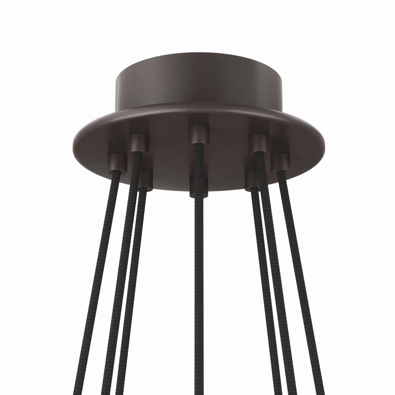 Bronze 8-Light Chandelier with White Fabric Shades