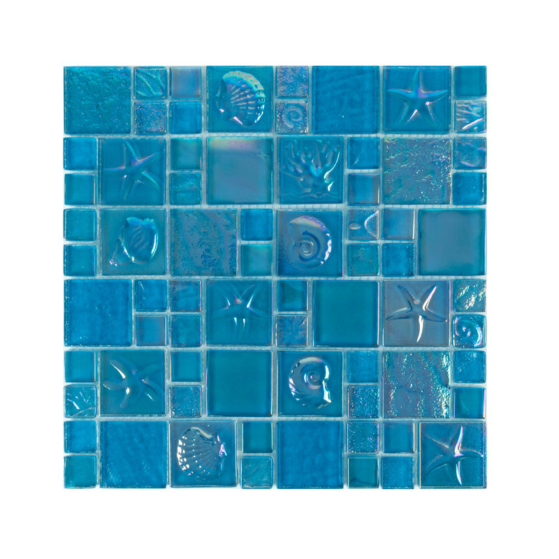 Reflections Glass Versailles Mosaic Tile, Coral Blue
