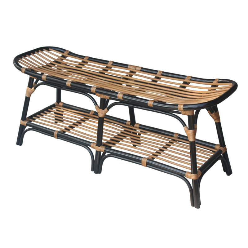 Leclerc Upholstered Storage Bench, Black/Brown