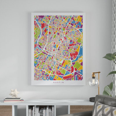 «Austin Texas City Map IV», impression sur toile tendue