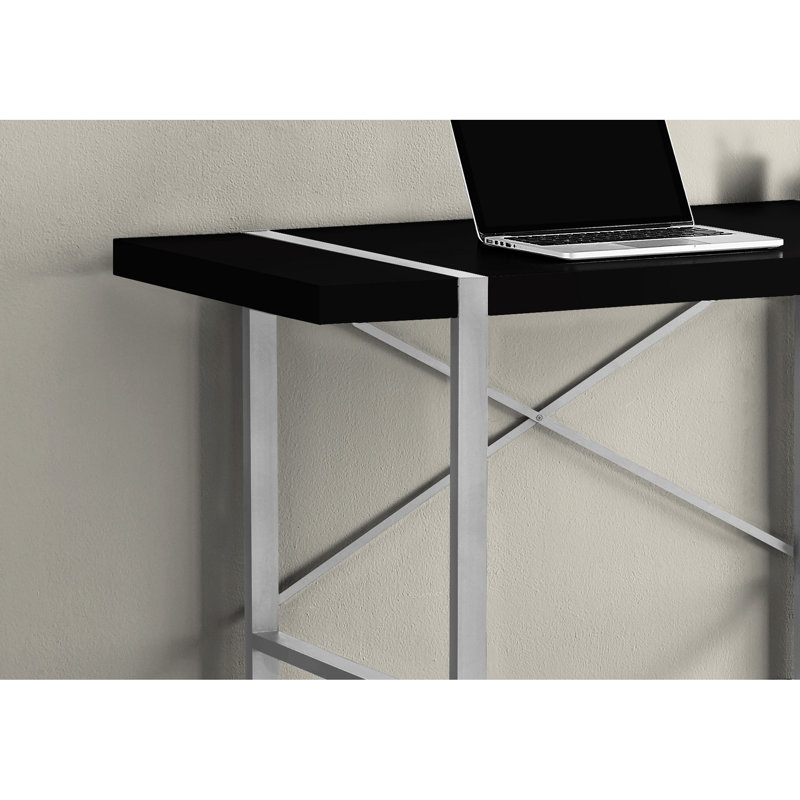 Porte-calendrier de bureau moderne, 122 cm (48 po), stratifié noir et métal gris, support pour imprimante, idéal pour le bureau à domicile, pour suivre les dates.