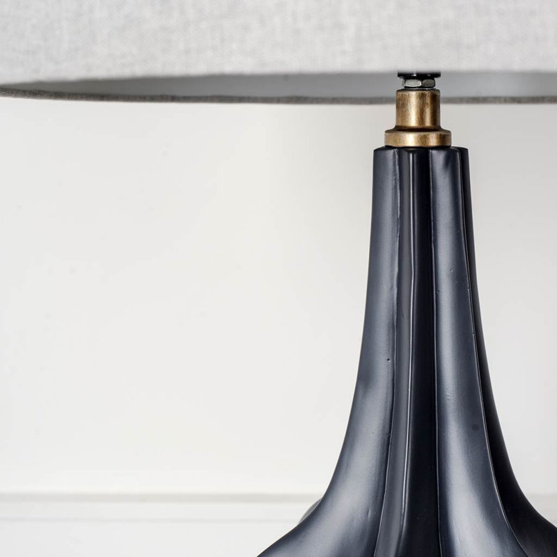 Dahill Table Lamp, Black Base / Gray Shade
