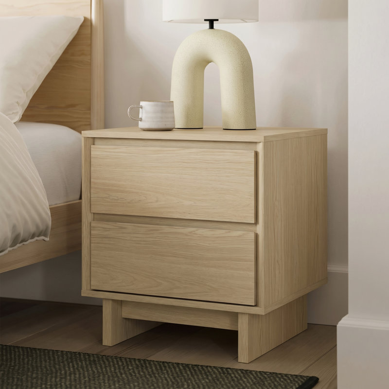 Table de chevet Finkel 19,7 po L à 2 tiroirs (ensemble de 2), Beige