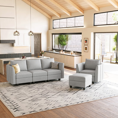 Ensemble de canapé modulaire 3 pièces avec rangement amovible et housse de coussin Aurora Aurora