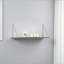 Tablette murale | Bois massif moderne et minimaliste | Blanc et blanc Chrome | Fixation murale | Blanc | Bois massif
