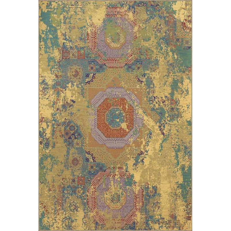 Tapis tissé à motif géométrique Star, Sous-tapis carré 3 pi 3 po inclus
