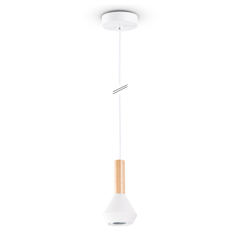 Bagan 1-Light Geometric Pendant, White/Natural, 18.7cm H x 10cm W x 10cm D