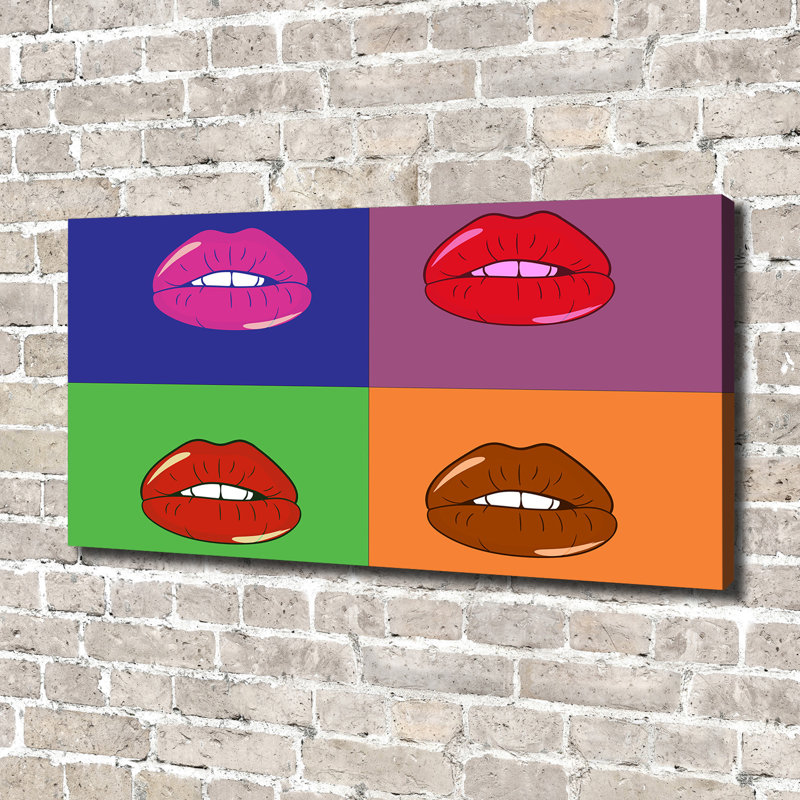 Colourful Lips - No Frame Print on Canvas