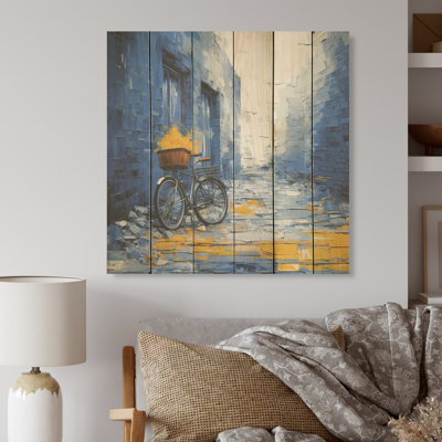 «Blue Journey» - Art mural en bois sur bois de pin naturel