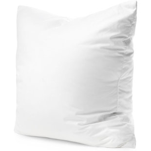 Square White Throw European Pillow Insert - 100% Cotton Cover, 10% Down 90% Feather Fill, Multiple Sizes