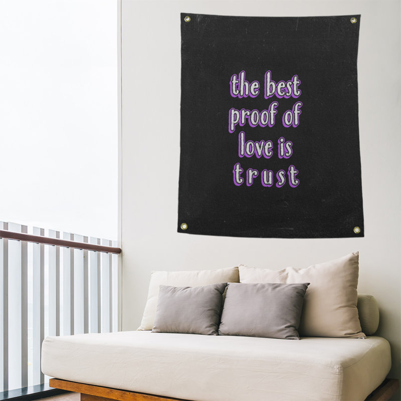 Tapisserie en polyester «Love and Trust» en polyester, H 59 pi x l 50 po, Mauve