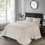 Couvre-lit de chambre à coucher réversible crème - surdimensionné pour un look confortable, rembourré de coton, conception de lit de finition luxueuse, douceur,