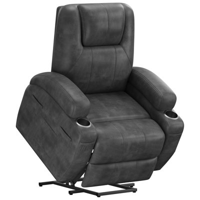 Electric Reclining Chair Sofa With Massage Function, Suitable For The Elderly, 3 Adjustable Positions, 2 Side Pockets And Cup Holders, Tech Fabric Lik by Red Barrel Studio