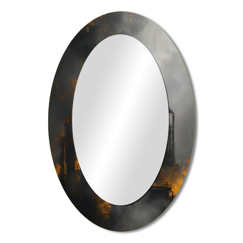 Miroir mural ovale jaune et gris, 36 po x 24 po