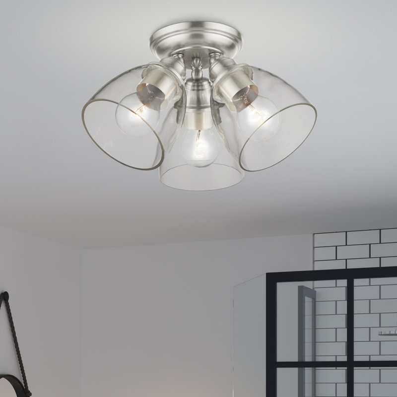 Plafonnier encastré 3 lumières 14,25 po Bargas, Nickel brossé