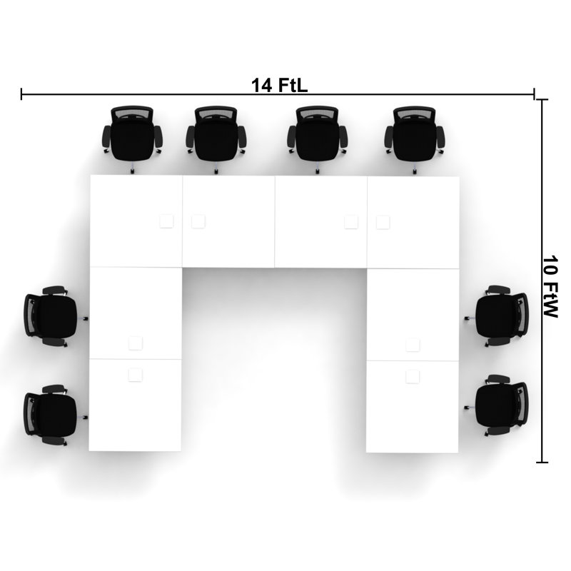 Rectangle 8 Person Flip Top 72'' L Modular Training Table and Chair Set with Casters and Modesty Panel and Cable Management