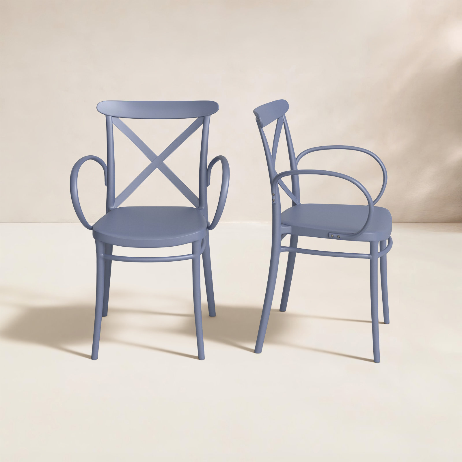 Kenne Stackable Patio Armchair, Dark Gray