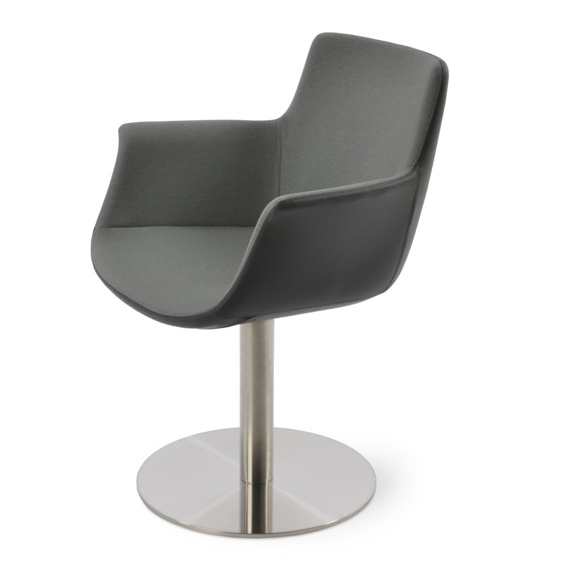 Chaise rembourrée Bottega, Gris, Poli