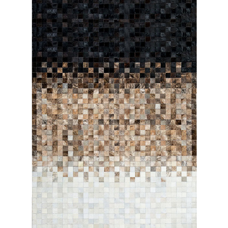 Verona Handmade Leather Ombre Taupe/Ivory Area Rug, Rectangle 10' x 14', Taupe/Ivory