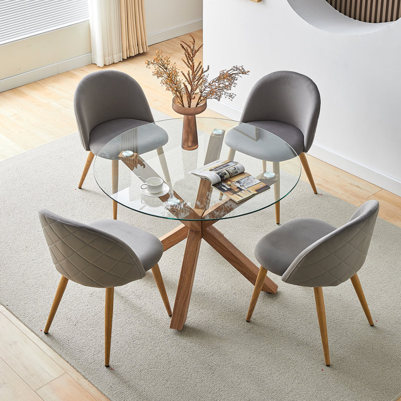 Round Glass Top Metal Base Dining Table