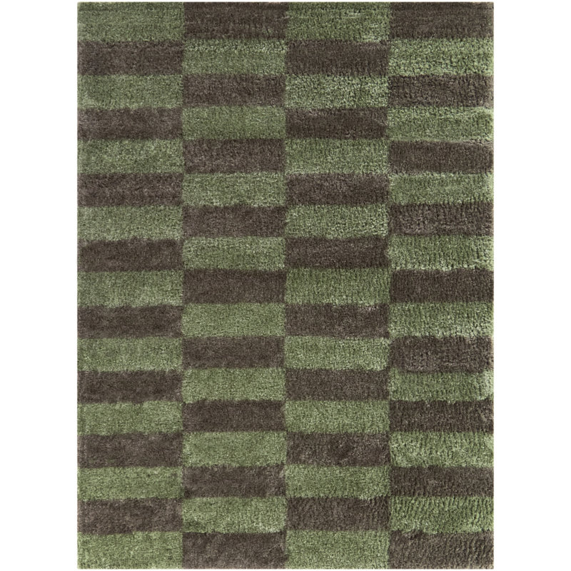 Bolotov Green Modern Geometric Area Rug, Rectangle 5'3" x 7'