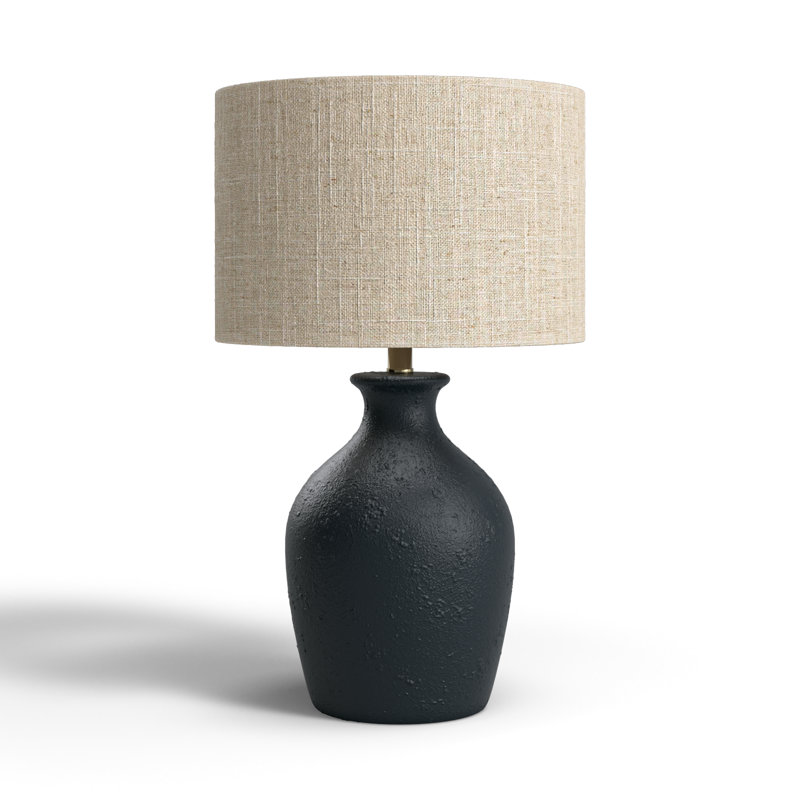 Ceramic Table Lamp, Black, Light Brown