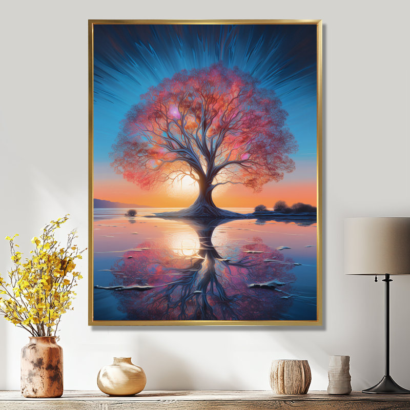 Ugo - reproduction d'art mural chêne, H 20 po x l 12 po x P 1 po, Toile avec cadre flottant or